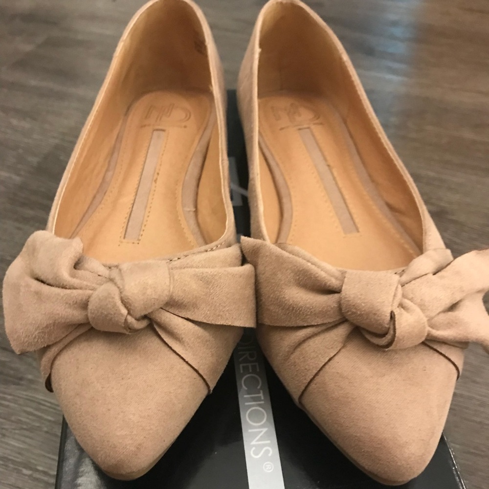 Blush Callie Pointed Bow Flat